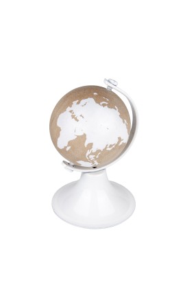 Bomboniera Matrimonio Comunione Mappamondo Legno e Metallo Travel h.8,5 Cm