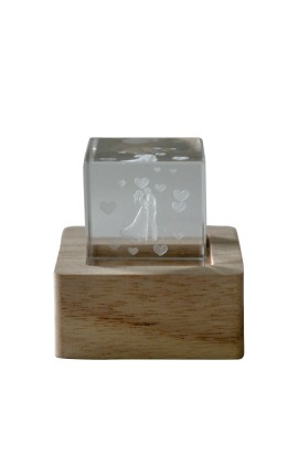 Bomboniera Matrimonio Lampada Led Cubo Cristallo Coppia Sposi