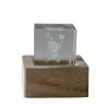 Bomboniera Battesimo Compleanno Lampada Led Cubo Cristallo Orsetto