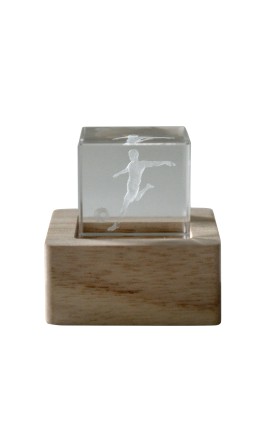 Bomboniera Battesimo Compleanno Comunione Lampada Led Cubo Cristallo Calciatore