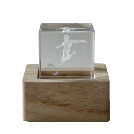 Bomboniera Battesimo Compleanno Comunione Lampada Led Cubo Cristallo Calciatore