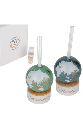 Bomboniera Matrimonio Compleanno Profumatore Diffusore Mappamondo 2 Colori Assortiti Con Box