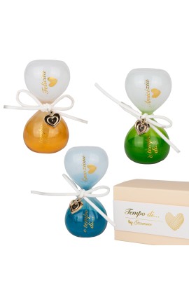 Bomboniera Matrimonio Compleanno Comunione Clessidra Cuore 3 Colori Assortiti Con Box