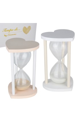 Bomboniera Matrimonio Compleanno Comunione Clessidra Cuore 2 Colori Assortiti h.28 Cm Con Box