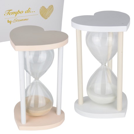 Bomboniera Matrimonio Compleanno Comunione Clessidra Cuore 2 Colori Assortiti h.28 Cm Con Box