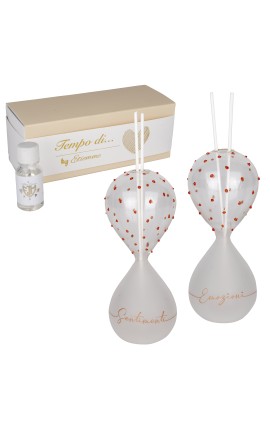 Bomboniera Matrimonio Profumatore Diffusore Clessidra Vetro 2 Assortiti h.17 Cm Con Box