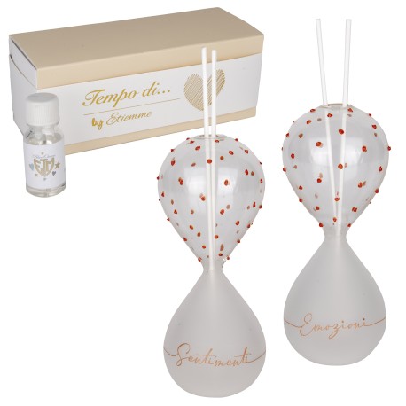 Bomboniera Matrimonio Profumatore Diffusore Clessidra Vetro 2 Assortiti h.17 Cm Con Box