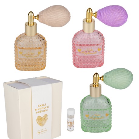 Bomboniera Matrimonio Compleanno Comunione  Profumatore Diffusore Spray Vetro 3 Colori Assortiti  Con Box
