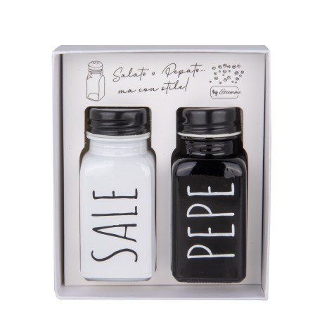 Bomboniera Matrimonio Sale e Pepe Porcellana Bianco e Nero Con Box