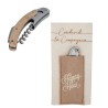 Bomboniera Matrimonio Cavatappi Apribottiglie Legno e Metallo Con Pocket in Panno
