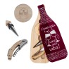 Bomboniera Matrimonio Set 3 Pz Cavatappi Tappo e Apribottiglie Metallo e Legno Con Scatola Bottiglia