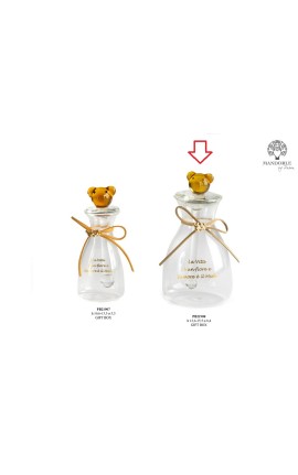 Bomboniera Matrimonio Vasetto Porta Miele Con Dosatore Vetro Orsetto 12,6 Cm Con Box