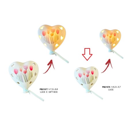 Bomboniera Matrimonio Compleanno Palloncino Led a Cuore Tulipani