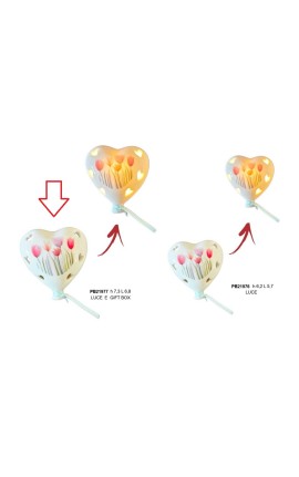 Bomboniera Matrimonio Compleanno Palloncino Led a Cuore Tulipani 6,6x7,3 cm