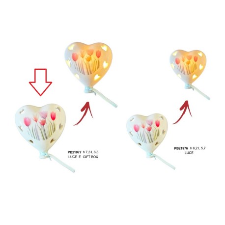 Bomboniera Matrimonio Compleanno Palloncino Led a Cuore Tulipani 6,6x7,3 cm