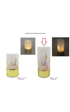 Bomboniera Matrimonio Comunione Lampada Cilindrica Con Fiori Vetro e Plastica h.20 Cm Con Box