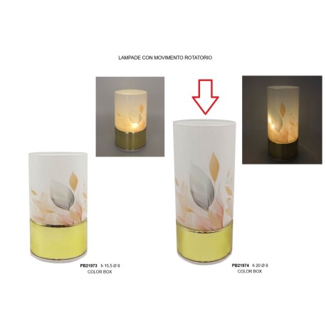 Bomboniera Matrimonio Comunione Lampada Cilindrica Con Fiori Vetro e Plastica h.20 Cm Con Box