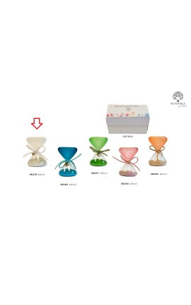 Bomboniera Matrimonio Compleanno Comunione Clessidra Bianca Con Cuore Oro H.9.5 Cm Con Box