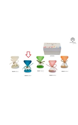 Bomboniera Battesimo Compleanno Clessidra Azzurra Con Stella Oro h.9.5 Cm Con Box