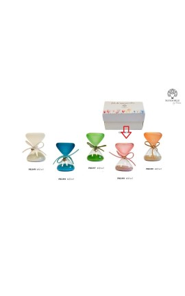 Bomboniera Battesimo Compleanno Clessidra Rosa Con Stella Oro h.9,5 Cm  Con Box
