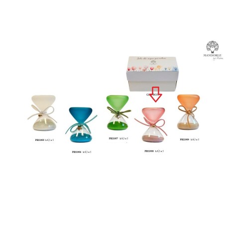 Bomboniera Battesimo Compleanno Clessidra Rosa Con Stella Oro h.9,5 Cm  Con Box