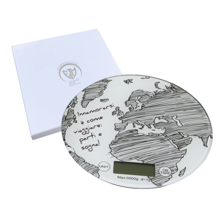 Bilancia Mondo in Vetro Decorata con Box