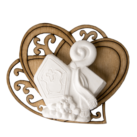 Gessetto Decorativo Cresima Dettaglio in Legno Cuore 5,5 cm