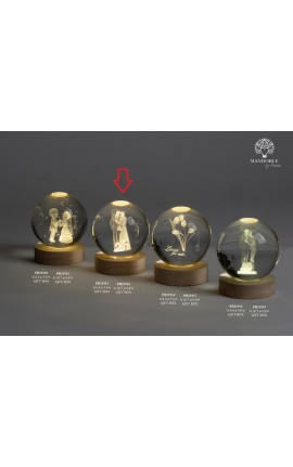 Bomboniera Matrimonio  Globo Su Base Led Coppia Sposi 25 Esimo Anniversario con Box