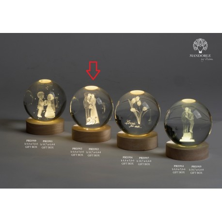 Bomboniera Matrimonio  Globo Su Base Led Coppia Sposi 25 Esimo Anniversario con Box