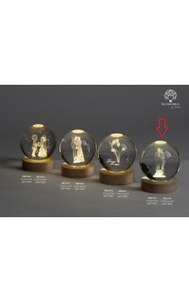 Bomboniera Matrimonio  Globo Su Base Led Coppia Sposi 50° Esimo Anniversario con Box