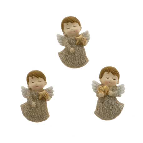 Angioletti Glitterati in Resina 3 Ass.