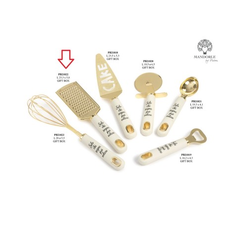 Bomboniera Matrimonio Grattugia Oro e Bianco Con Box