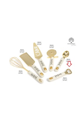 Bomboniera Matrimonio Apribottiglie Oro e Bianco Con Box