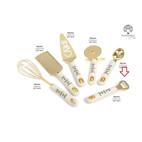 Bomboniera Matrimonio Apribottiglie Oro e Bianco Con Box