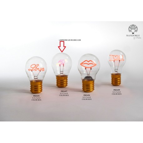Bomboniera Matrimonio Lampadina Led Metallo e Vetro Con Cuori Trafitti