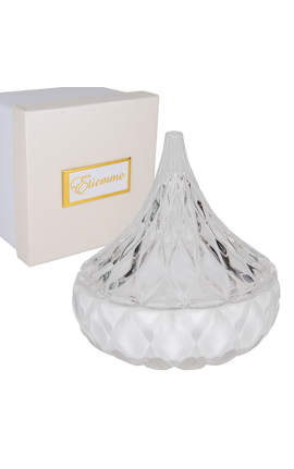 Bomboniera Matrimonio Compleanno Comunione Scatola Vetro Portaconfetti Piramide Bianca h.12 Cm Con Box