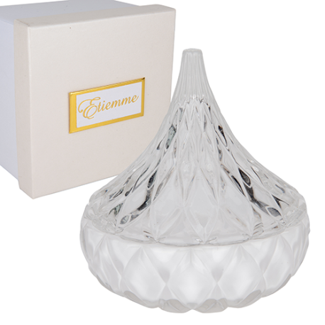 Bomboniera Matrimonio Compleanno Comunione Scatola Vetro Portaconfetti Piramide Bianca h.12 Cm Con Box