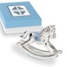 Bomboniera Solidale Battesimo Cavalluccio Cavallo Argento e Celeste Con Box