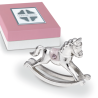 Bomboniera Solidale Battesimo Cavalluccio Cavallo Argento e Rosa Con Box