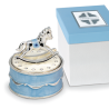 Bomboniera Solidale Battesimo Carillon Cavalluccio Cavallo Argento e Celeste  Con Box
