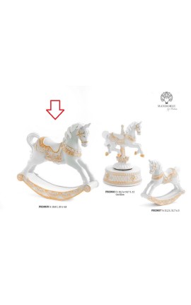 Bomboniera Battesimo Cavalluccio Da Giostra a Dondolo Cavallo Bianco e Oro