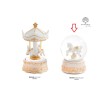 Bomboniera Battesimo Carillon Globo Palla di Neve Cavalluccio Da Giostra Cavallo Bianco e Oro