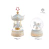 Bomboniera Battesimo Carillon Giostra Cavalluccio Da Giostra Cavallo Celeste e Oro