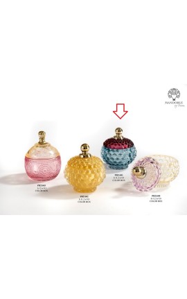 Bomboniera Matrimonio Compleanno Scatola Vetro Portaconfetti Bon Bon Blu e Fucsia Con Box