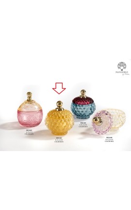 Bomboniera Matrimonio Compleanno Scatola Vetro Portaconfetti Bon Bon Giallo Con Box