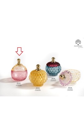 Bomboniera Matrimonio Compleanno Scatola Vetro Portaconfetti Bon Bon Giallo e Fucsia Con Box