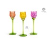 Bomboniera Matrimonio Compleanno Portacandela Tulipano Vetro Bicolore 3 Assortiti Con Box