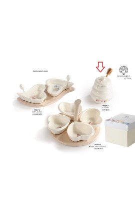 Bomboniera Matrimonio Vasetto Portamiele Porcellana Con Dosatore Con Box