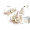 Bomboniera Matrimonio Set Antipastiera 4 Ciotoline Cuore Antipastiera Porcellana e Legno Decoro Tulipani Con Box