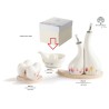 Bomboniera Matrimonio Spremiagrumi Porcellana e Legno Decoro Tulipani Con Box